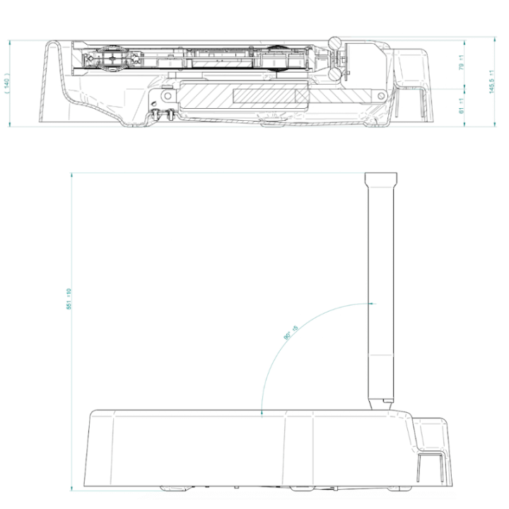 Combiné Triflash LED 500 motorisé - schéma technique et dimensions