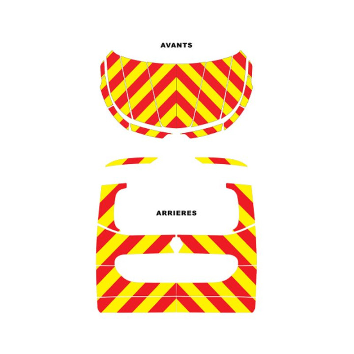 Kit de balisage Jaune/Rouge pour Renault Kangoo 3 (avant + arrière complet) hayon