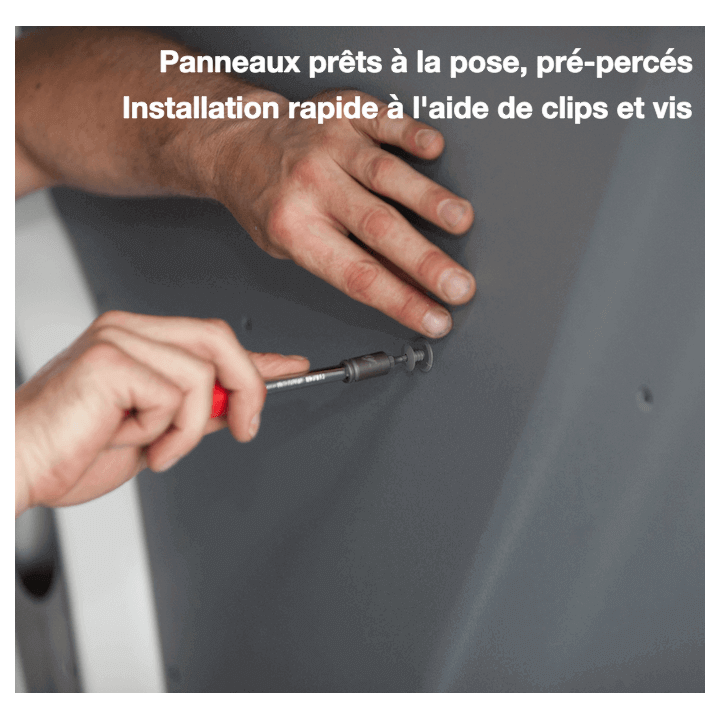 Montage panneaux contreplaqués filmés gris pour parois Renault Trafic