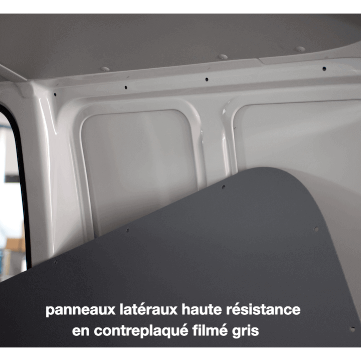 Habillage bois complet pour Renault Trafic 2024+ Double Cabine - détail panneaux - photo générique