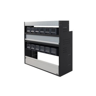 Aménagement PROVAN avec tiroir, étagères et bacs (gauche ou droite) pour Volkswagen Caddy 2015-2020 - vue de côté