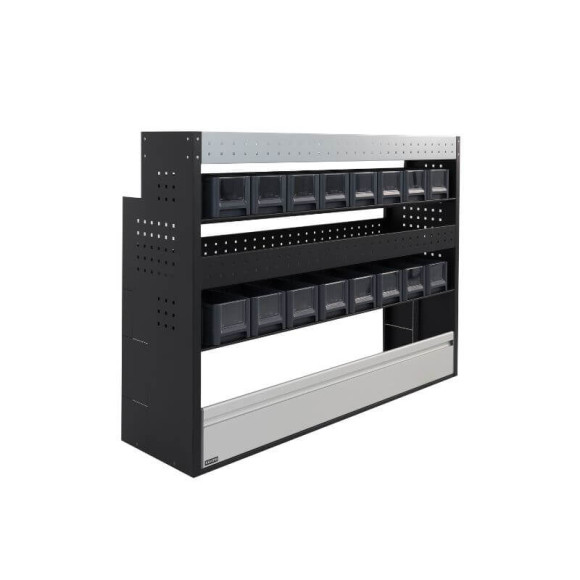 Aménagement PROVAN avec bacs (gauche) pour Ford Courier 2014-2024 - vue de côté utilitaire