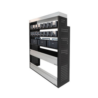 Aménagement PROVAN avec étagères ,bacs et mallettes  (gauche ou droite) pour Volkswagen Crafter 2006-2016 - vue de côté