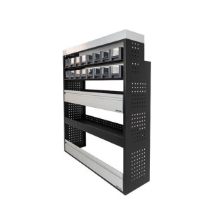 Aménagement PROVAN avec étagères et bacs  (gauche ou droite) pour Nissan Interstar 2024+ - vue de côté