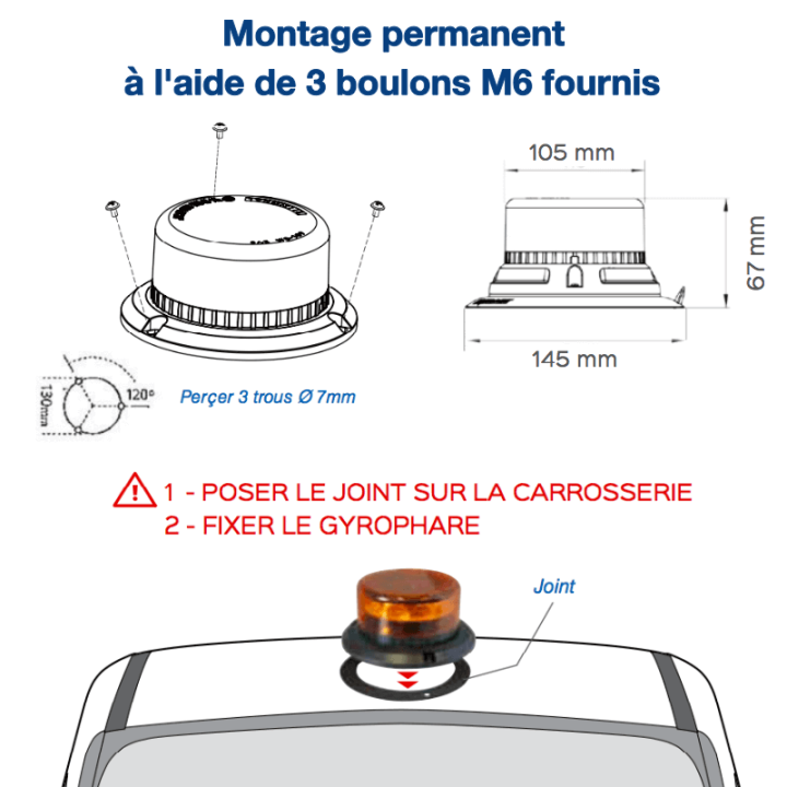 Gyrophare LED orange rotatif - schéma de montage