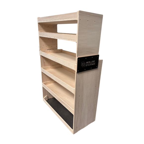 Etagère bois brut vue de côté renault master 2010-2024 Etagère bois brut vue de côté renault master 2010-2024