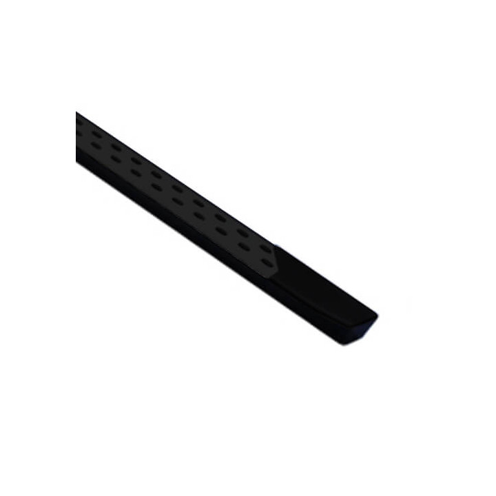 Marchepied latéral fixe avec revêtement aluminium avec revêtement plastique noir sur le dessus.