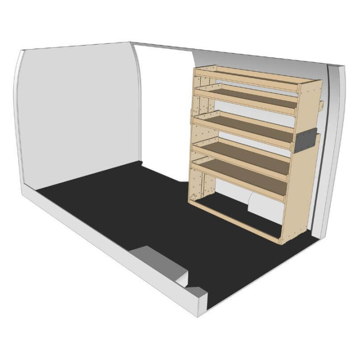 Etagère bois brut vue de face Nissan NV400 2010-2021