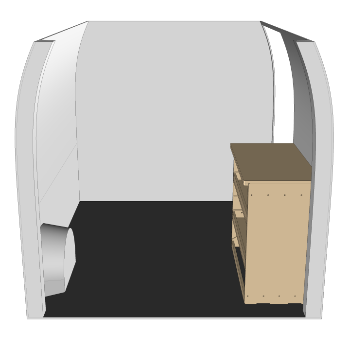 Etagère bois brut avec établie vue de face Iveco Daily 2014+