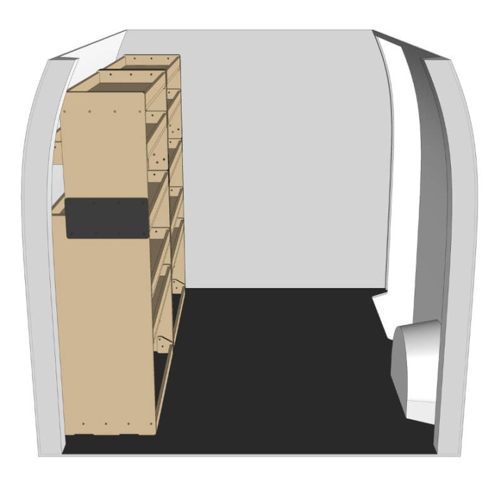 Etagère bois brut gauche vue de côté renault master 2024+