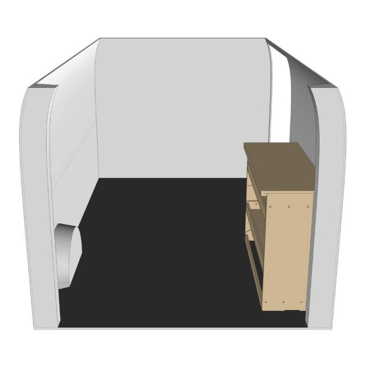 Etagère bois brut droite vue de côté Volkswagen T7 2025+