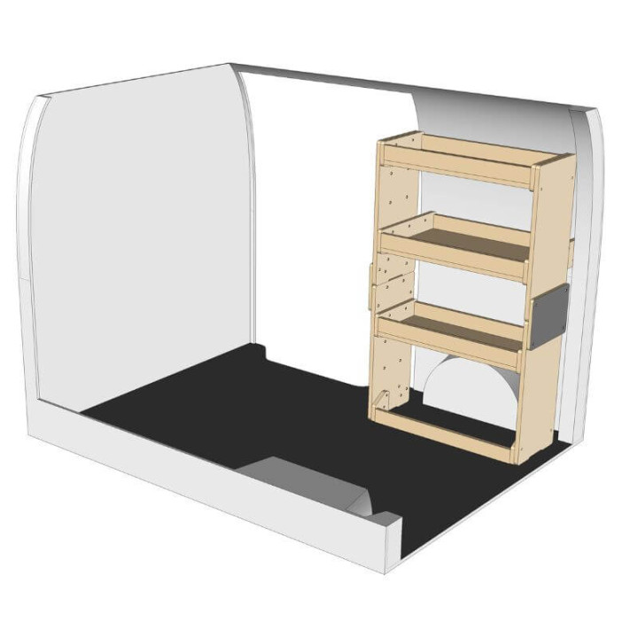 Etagère bois brut droit vue de face Nissan NV250 2019-2021