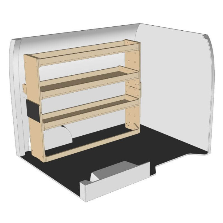Etagère bois brut gauche vue de face Renault Kangoo 2007-2021