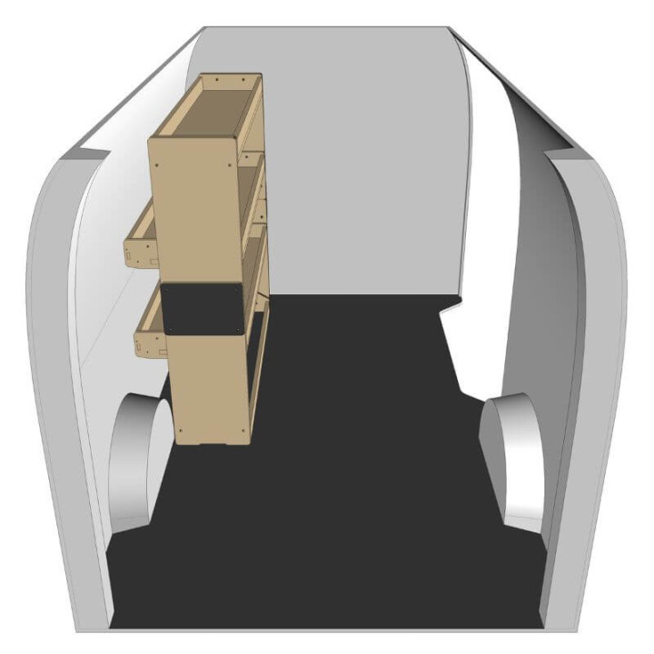 Etagère bois brut gauche vue de côté Citroen Nemo 2008-2017