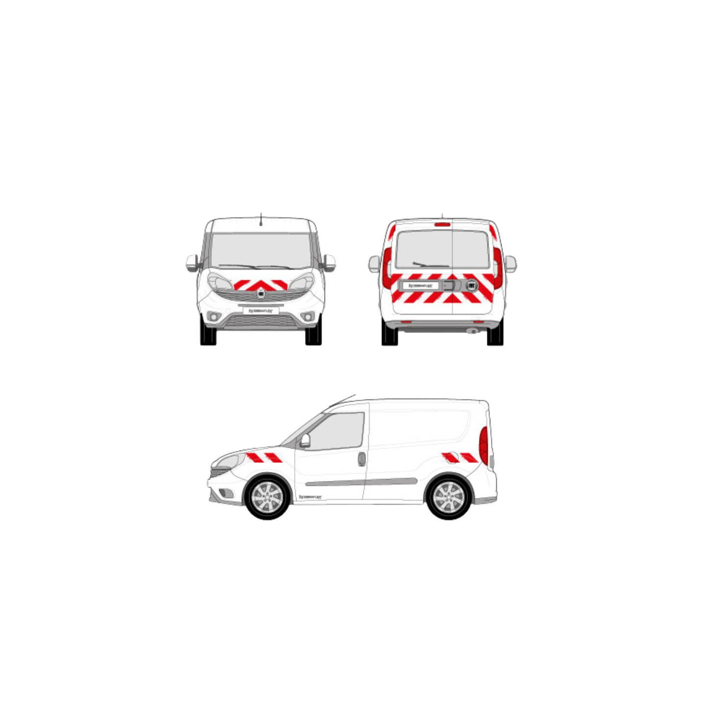 Kit De 4 Enjoliveurs Adaptables Fiat Doblò Restyling 2005 - Diamètre 14 Pouces Logo Rouge - Non Origine