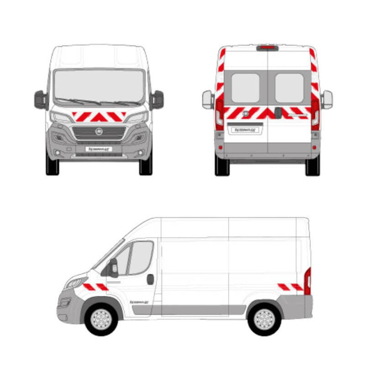 Kit de balisage - Fiat Ducato H2/H3 portes battantes. Bandes adhésives pré-découpés prêtes à poser