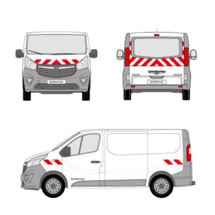 Kit de balisage Opel Vivaro bandes adhésives prédécoupé hayon