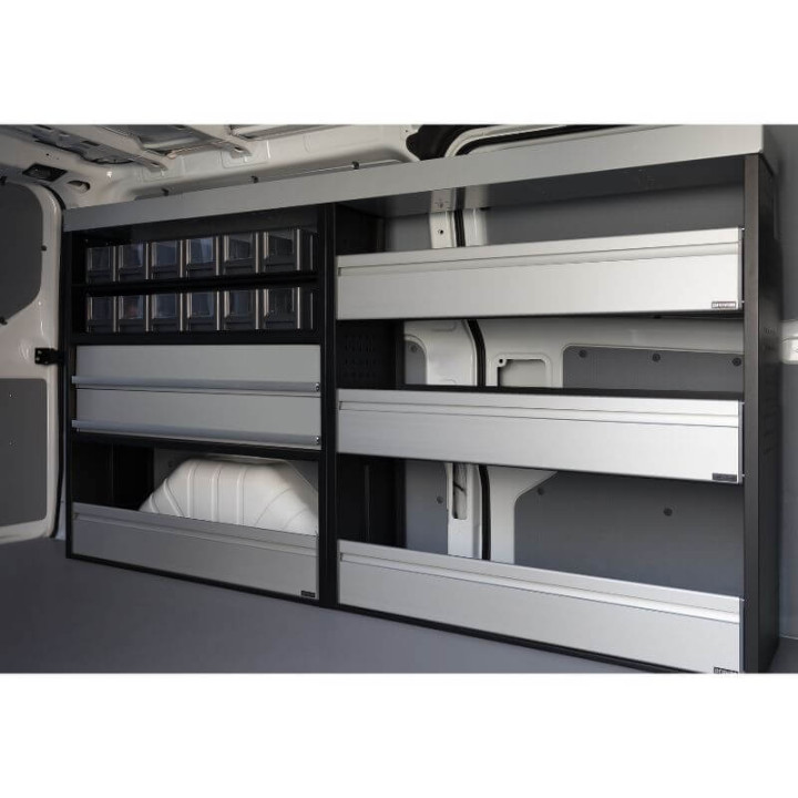 Aménagement PROVAN (gauche) avec tiroirs pour Volkswagen T7 2025+ (photo générique)