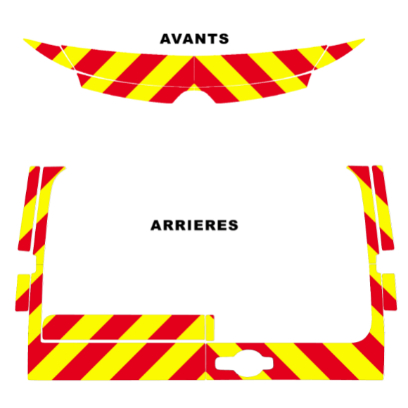 Kit de balisage Jaune/Rouge pour Renault Master (avant + arrière standard) Kit de balisage Jaune/Rouge pour Renault Master (avant + arrière standard)
