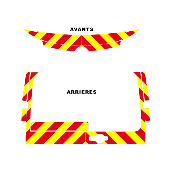 Kit de balisage Jaune/Rouge pour Renault Master (avant + arrière standard) Kit de balisage Jaune/Rouge pour Renault Master (avant + arrière standard)