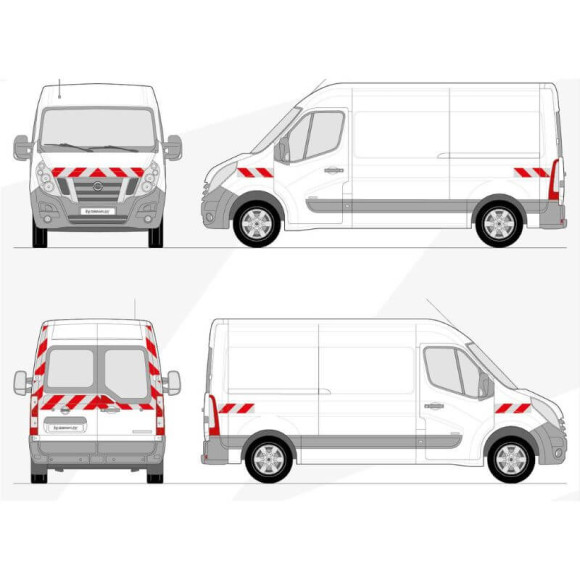 Kit de balisage - Nissan NV400 portes battantes. Bandes adhésives pré-découpés prêtes à poser