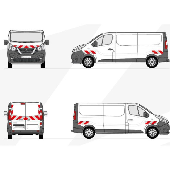 Kit de balisage - Nissan NV300 portes battantes. Bandes adhésives pré-découpés prêtes à poser