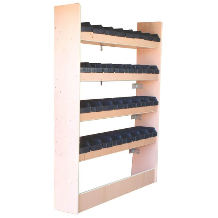 Casier bois utilitaire profondeur 21cm avec 32 bacs moyens amovibles