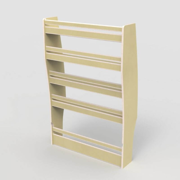 Casier de rangement en bois vernis pour Peugeot Expert 2016+, vue de trois-quarts.