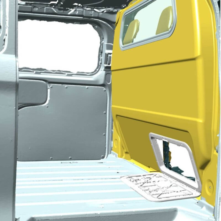 Cloison de séparation avec fenêtre. Accès rapide à l'arrière pour Volkswagen Transporter T7