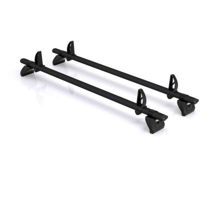 2 barres de toit aluminium Rhino KammBar noir pour Renault Trafic 2024 +