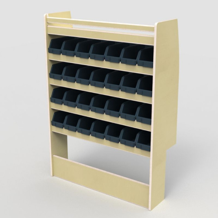 Casier de rangement en bois avec bacs pour utilitaire Ford Custom 2023+