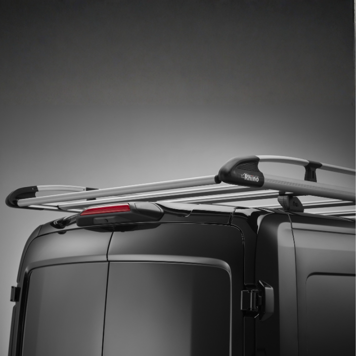 Galerie de toit aluminium gris pour Peugeot e-Partner 2021+ - vue de derrière - photo générique non contractuelle