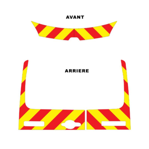 Kit de balisage Jaune/Rouge pour Renault Kangoo construit entre 04/2013 et 2020 (avant  + arrière standard)
