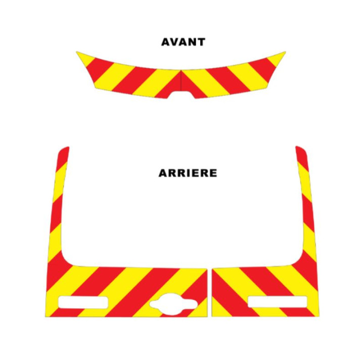 Kit de balisage Jaune/Rouge pour Renault Kangoo construit entre 04/2013 et 2020 (avant  + arrière standard)