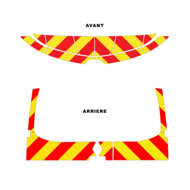 Kit de balisage Jaune/Rouge pour Renault Kangoo construit à partir de 04/2021 (avant + arrière standard)