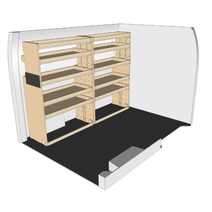 Etagère bois brut gauche vue de face Mercedes eSprinter 2023+