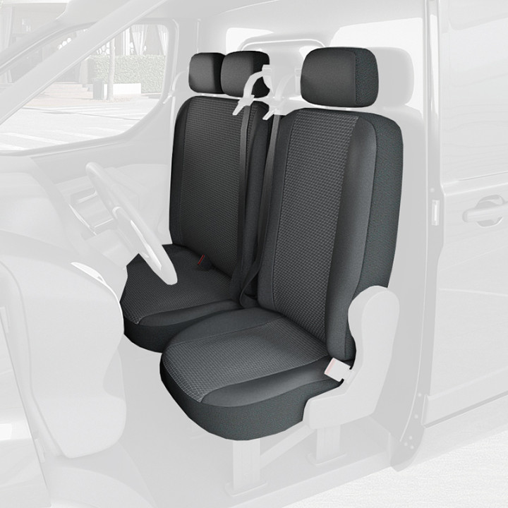 Housses de siège en tissu pour Volkswagen e-Transporter 2025+ un siège conducteur + un dossier passager 2 places