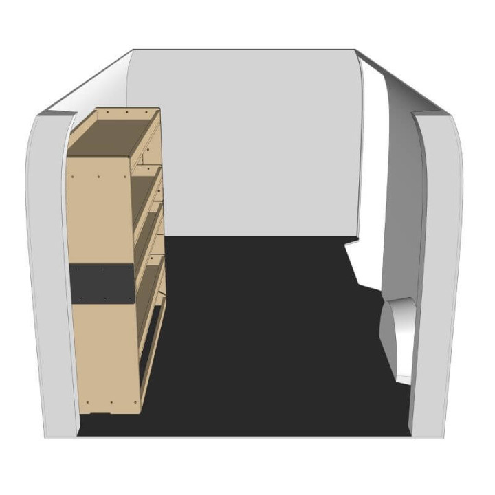 Etagère bois brut gauche vue de côté Volkswagen e-Transporter 2025+