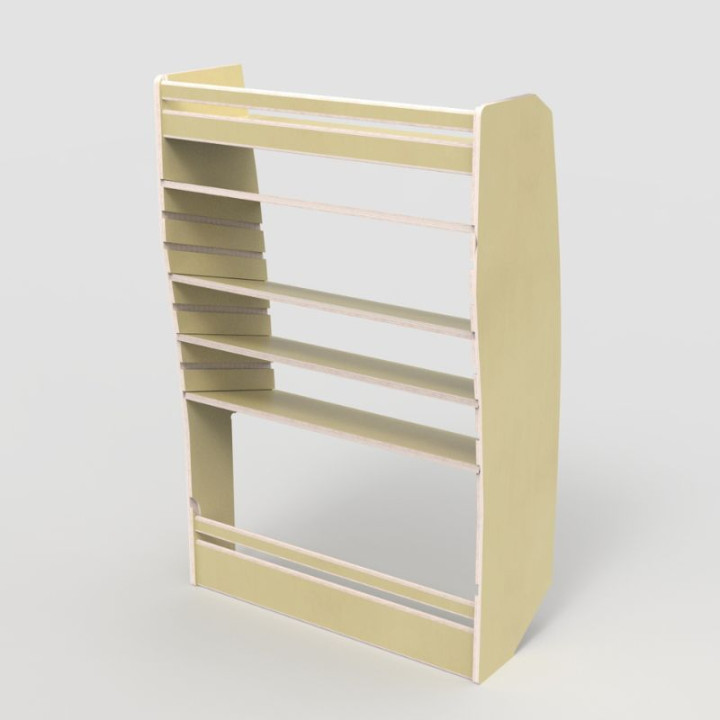 Casier de rangement en bois vernis pour Fiat Scudo 2022+, vue de trois-quarts.