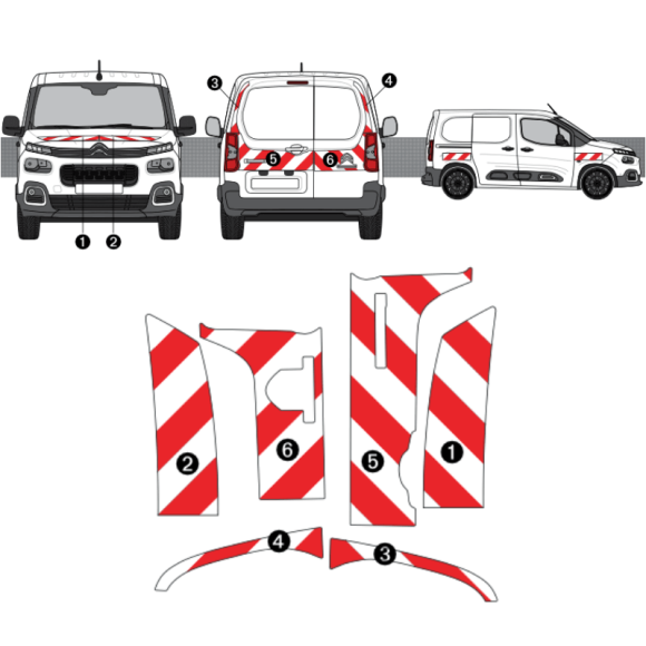 Kit de balisage - Citroen Berlingo Van 2018+ portes battantes. Bandes adhésives 3M pré-découpés prêtes à poser