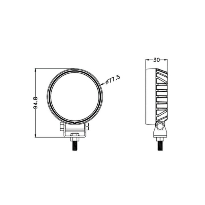 Phare orientable de travail 12 LED dimensions