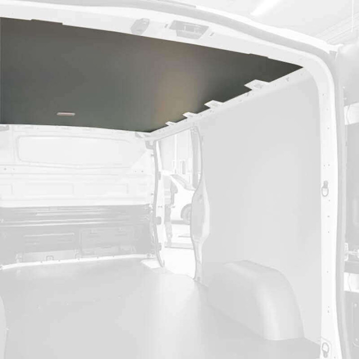 Protection plafond gris pour Opel Movano 2022+. Exemple sur Renault Trafic. La découpe sera spécifique à votre modèle