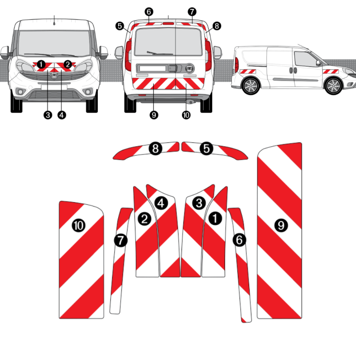 Kit de balisage - Fiat Doblo (2010-2014) Portes battantes - Classe B : 250m photo générique