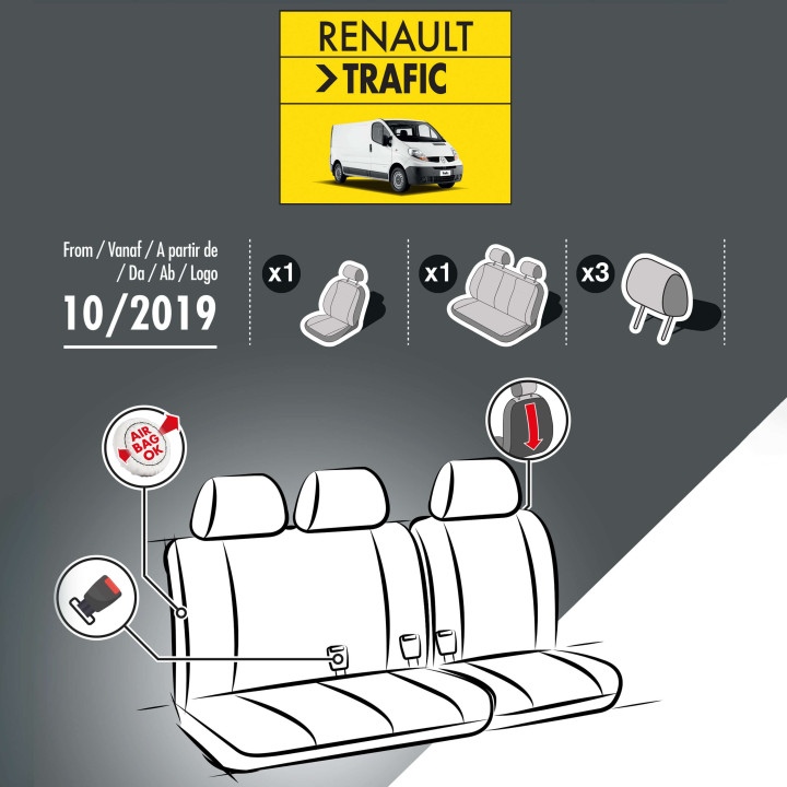 Housses de siège en tissu pour Renault Trafic 2019+