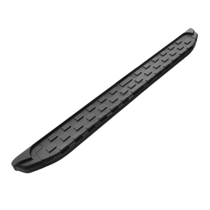 Marchepied latéral fixe, revêtement aluminium avec finition plastique noir complète.